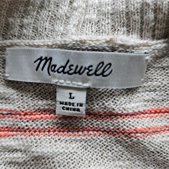 Madewell Bradley Cardigan Sweater Neon Textured Stripes Pocket Large Long Sleeve - Picture 12 of 16